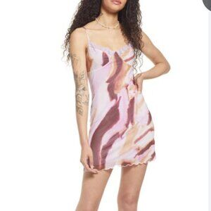 Lace Cami Mesh Minidress in purple mineral abstract Size: Medium NWT